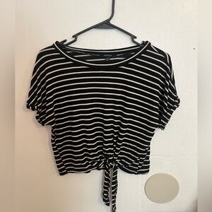 Black and White Tied Crop Top